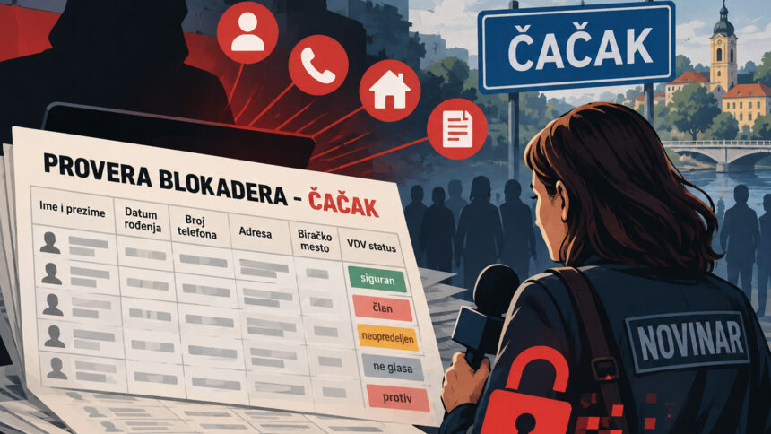 Asocijacija nezavisnih elektronskih medija (ANEM) upozorila je na, kako navodi, ozbiljnu zloupotrebu ličnih podataka i političko profilisanje građana Čačka, među kojima su i novinari, nakon što se u javnosti pojavila lista pod nazivom „Provera blokadera – Čačak“. ANEM traži hitnu reakciju nadležnih institucija i proveru porekla, načina obrade i distribucije podataka. ANEM: Lični podaci novinara i „blokadera“ u Čačku dospeli u javnost